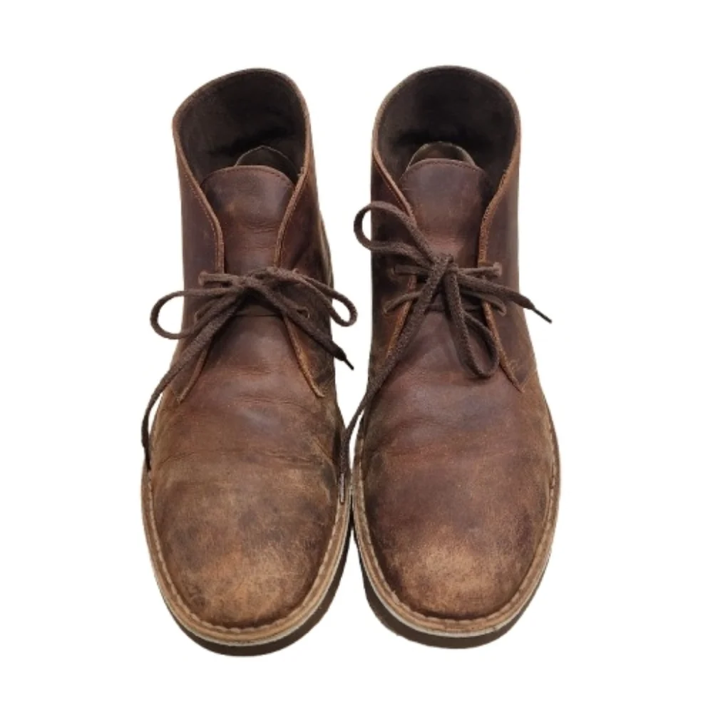 Clarks Bushacre 2 Beeswax Brown Leather Chukka Boots Men's US 11.5